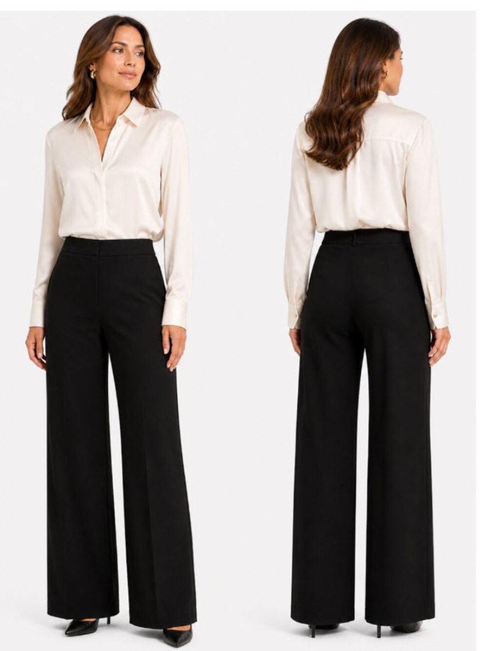 Lafayette 148 New York Wool Black Straight-Leg Dress Pants 8 TALL